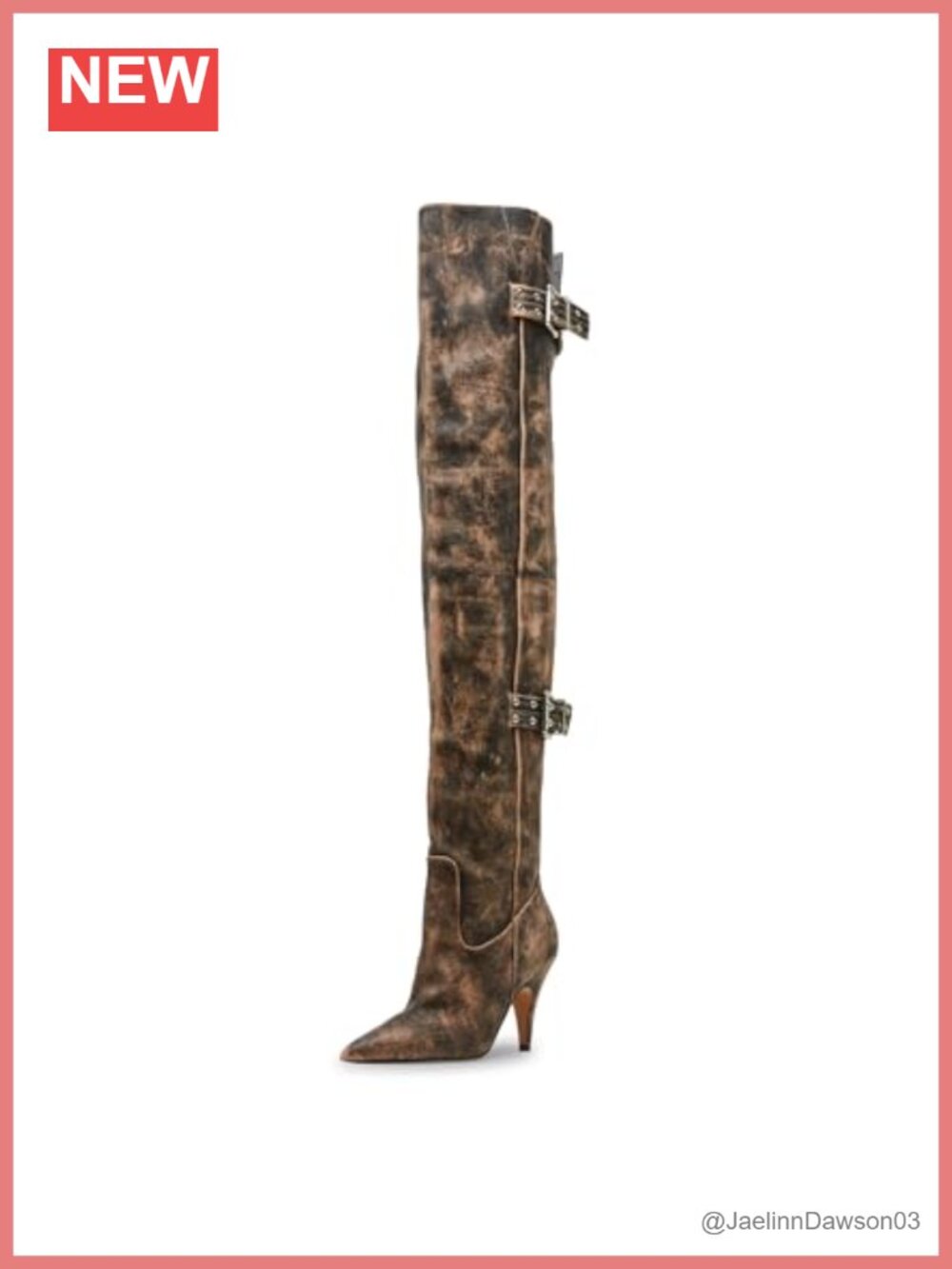 Over-the-Knee Boots Women Stiletto Heel Motorcycle Style PU Leather Faux Suede